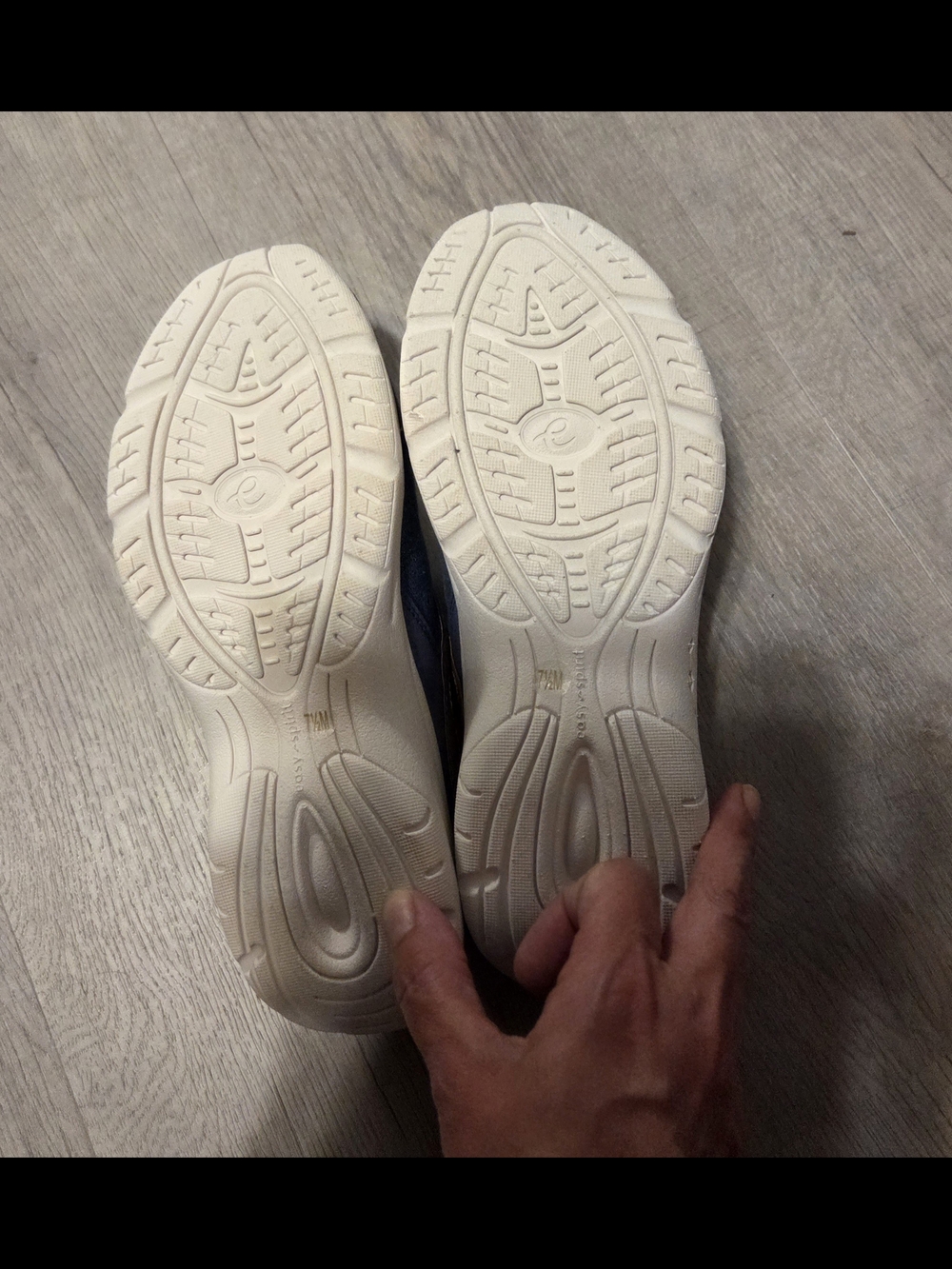 Easy Spirit Denim Slip-On Sneakers with Brown Trim - Picture 2 of 2